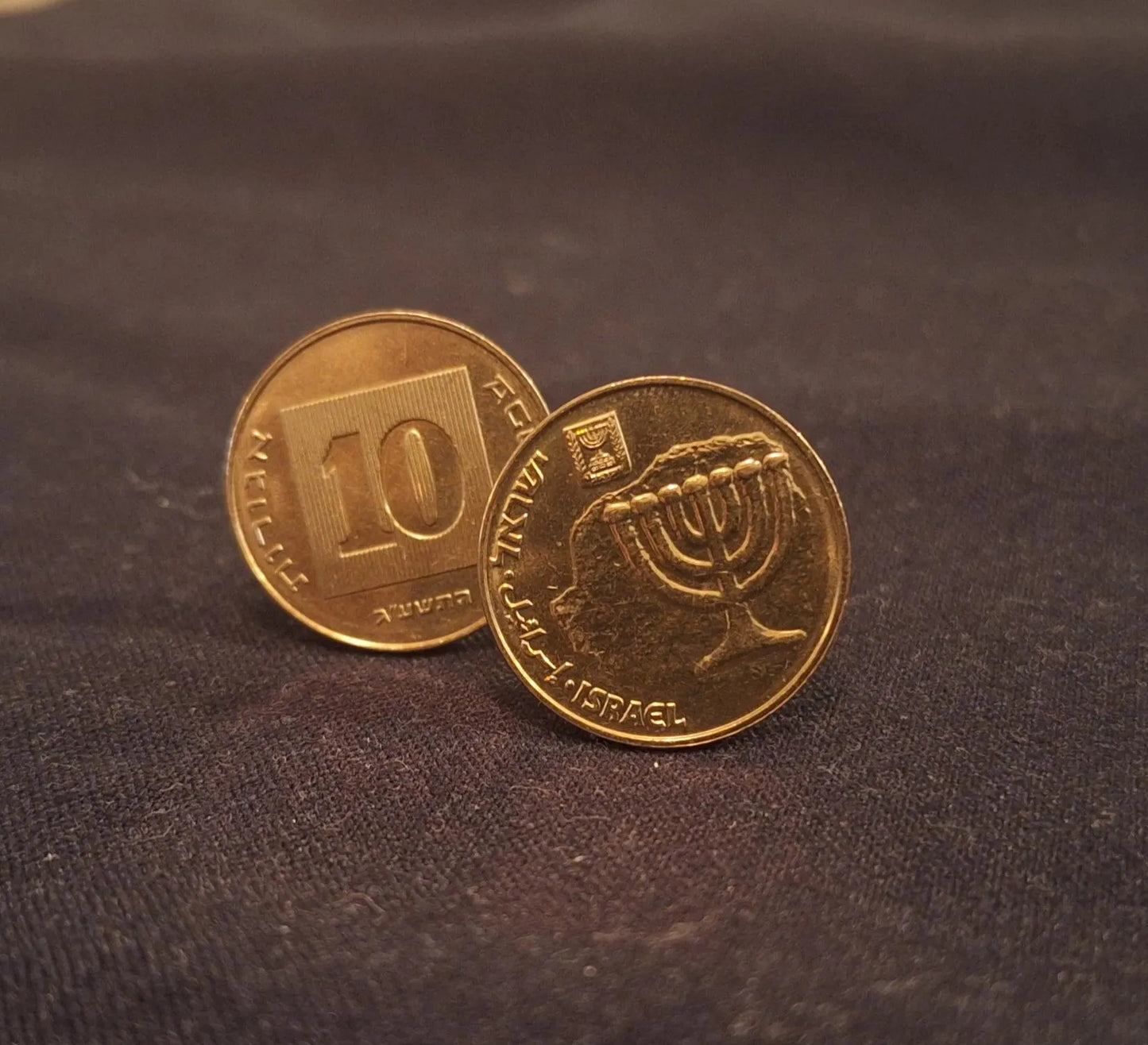 Gold Toned Israeli Coin Cufflinks